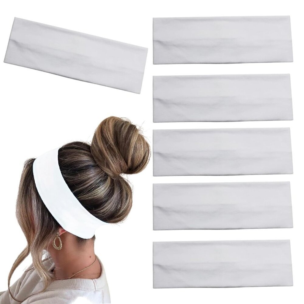 6 Pcs White Headbands for Women Hair Cotton Headband for Tie Dye Party Supplies,